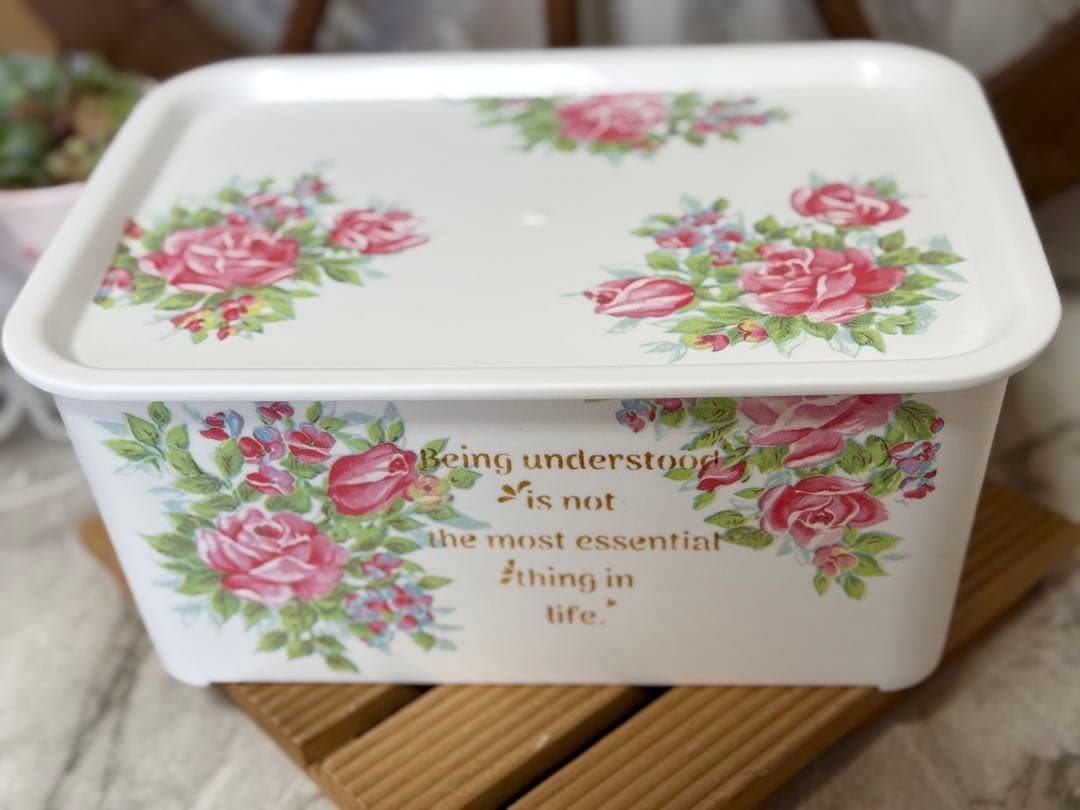 蓋付き収納BOX※積み重ね収納BOX※壁掛けミラー※薔薇雑貨※デコパージュ薔薇