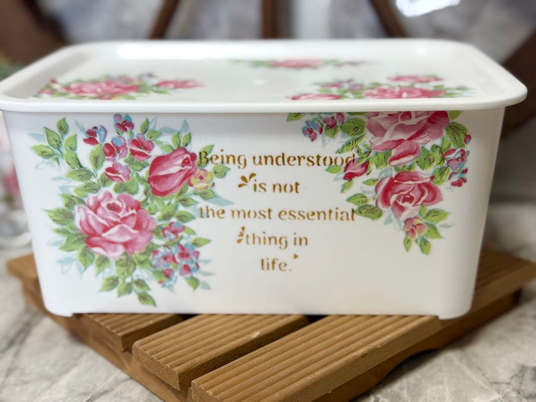 蓋付き収納BOX※積み重ね収納BOX※壁掛けミラー※薔薇雑貨※デコパージュ薔薇