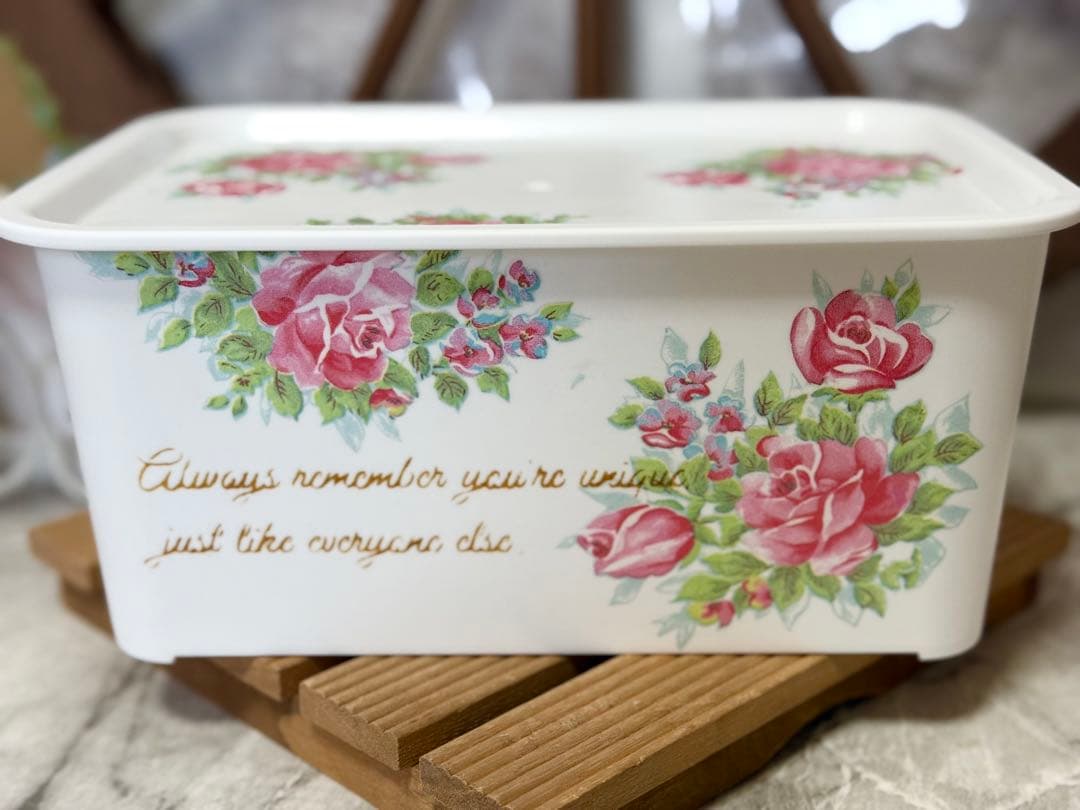 蓋付き収納BOX※積み重ね収納BOX※壁掛けミラー※薔薇雑貨※デコパージュ薔薇