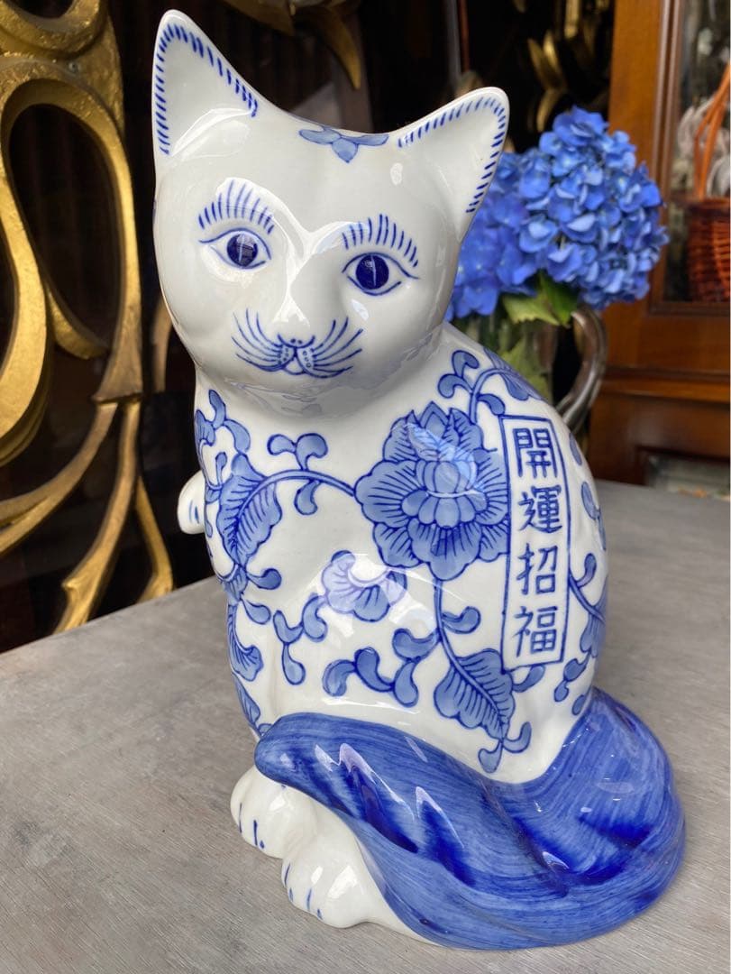 猫 セット ペア置物 開運招福 千客萬来 昭和レトロ 招き猫 縁起物 インテリア