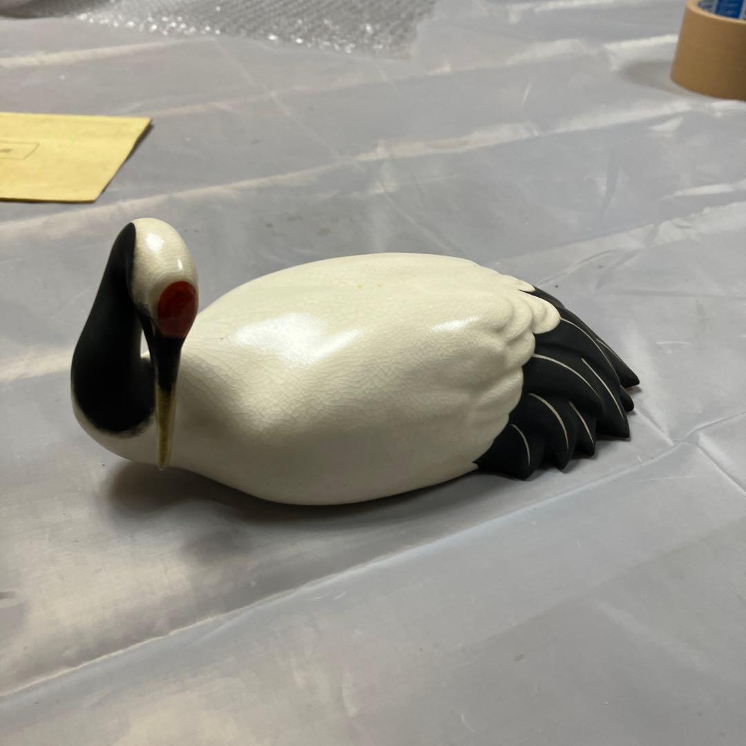 陶工　宮永東山　作　東山窯「寿鶴」陶印有　陶芸　土人形