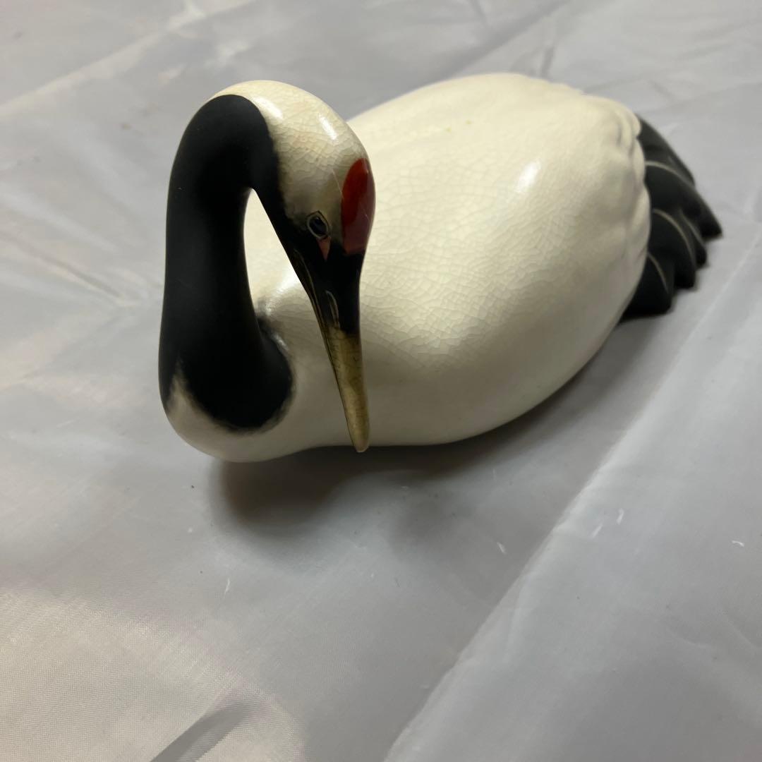 陶工　宮永東山　作　東山窯「寿鶴」陶印有　陶芸　土人形