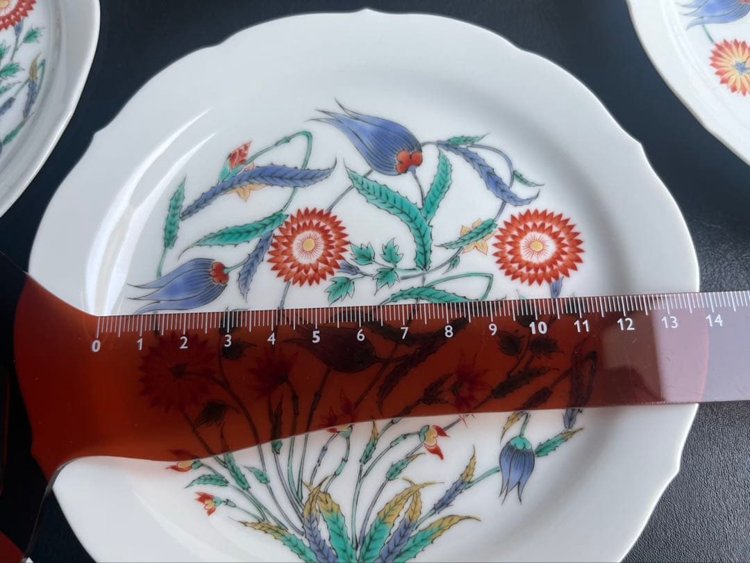 古琳庵窯　更紗絵　銘々皿　5枚