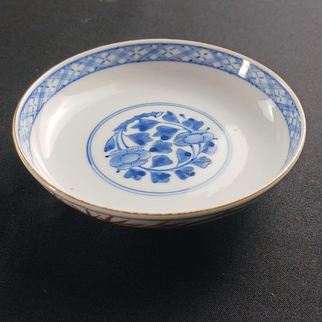 Y2795-1 伊万里 染錦 窓絵 蓋茶碗 9客 共箱