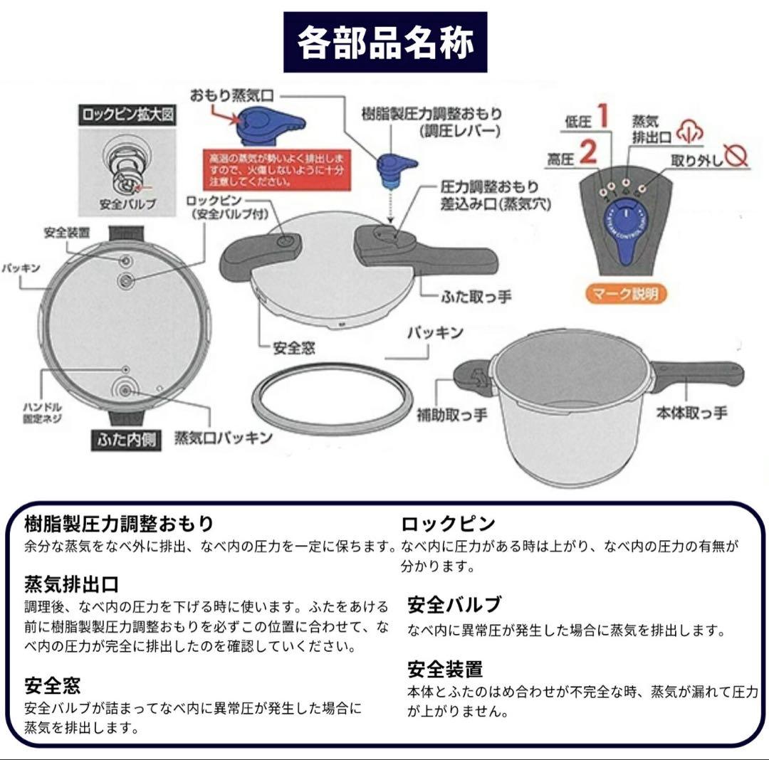 パール金属公式　圧力鍋 クイックエコ ガス火対応 IH対応　5.5L 8号炊き