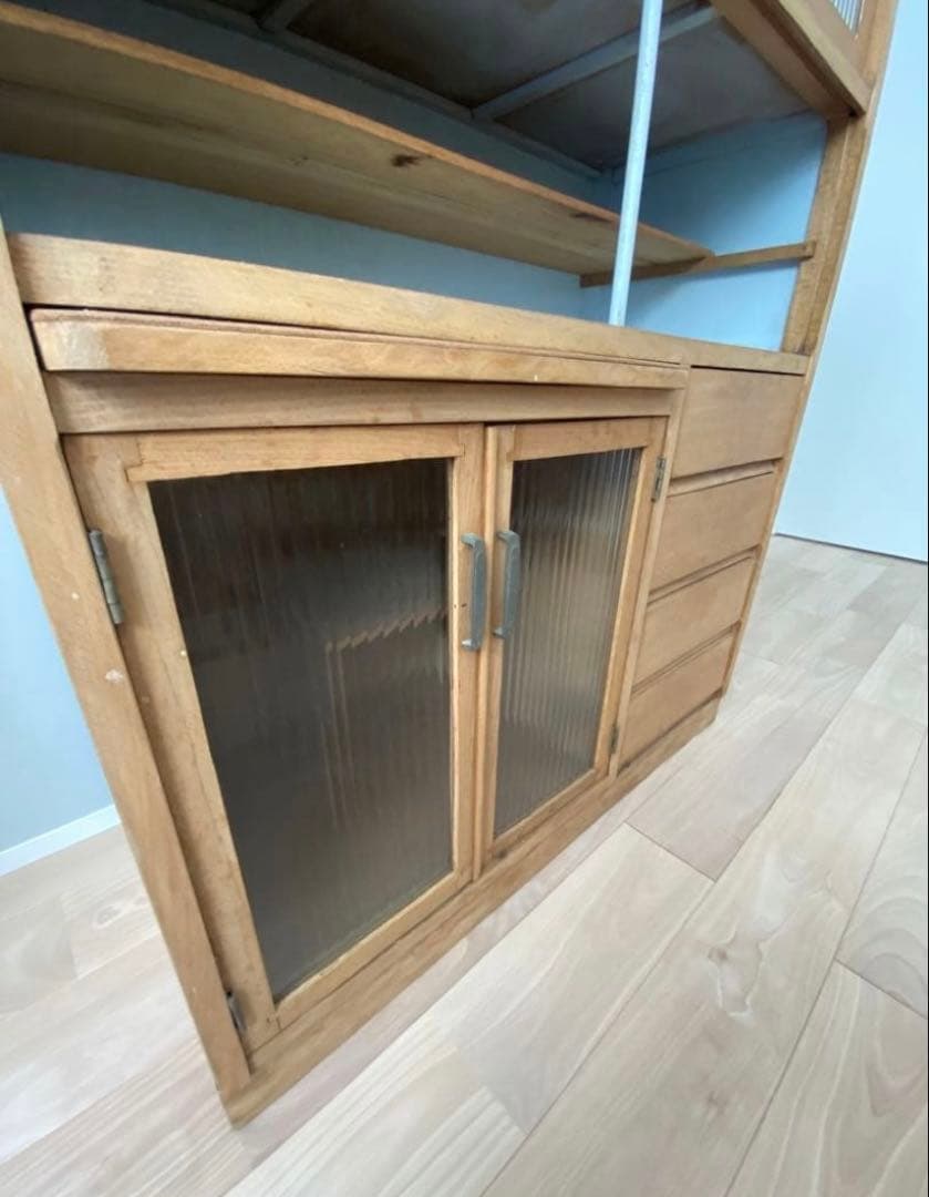 【送料込】古い木の食器棚　水屋　一点もの古家具