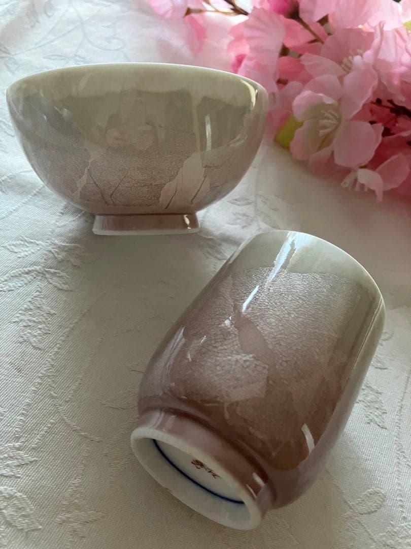 未使用❤️気品 九谷焼 宗秀窯 銀彩 夫婦湯呑み 茶碗セット