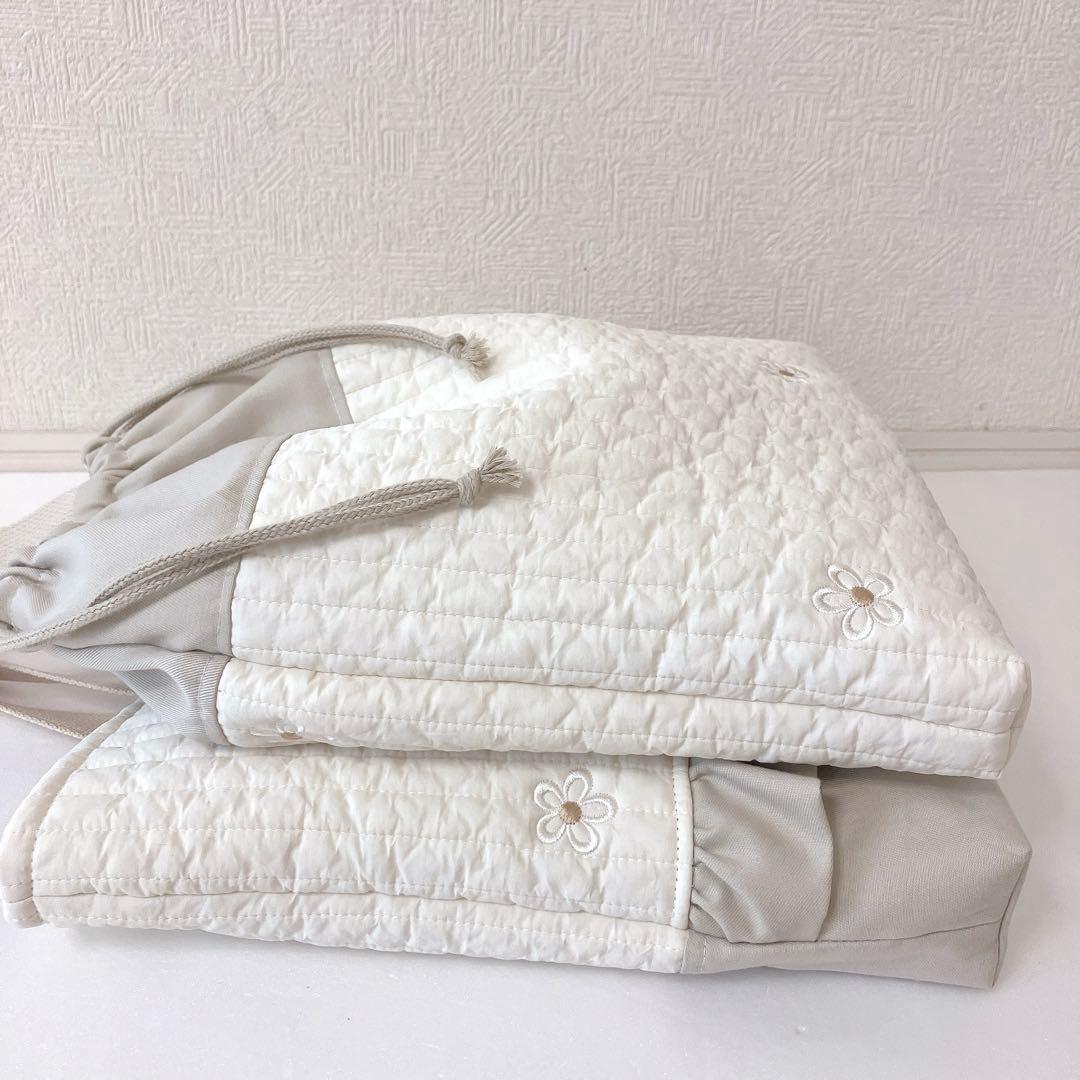 レッスンバッグ お着替え袋　ヌビ　デイジー刺繍