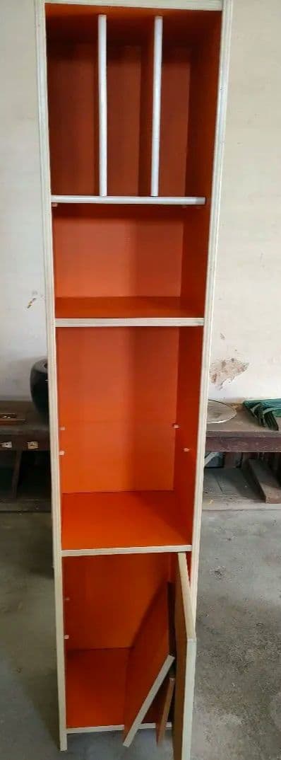 スリムラック レトロポップ　オレンジ　イエロー 昭和当時物　縦長シェルフ