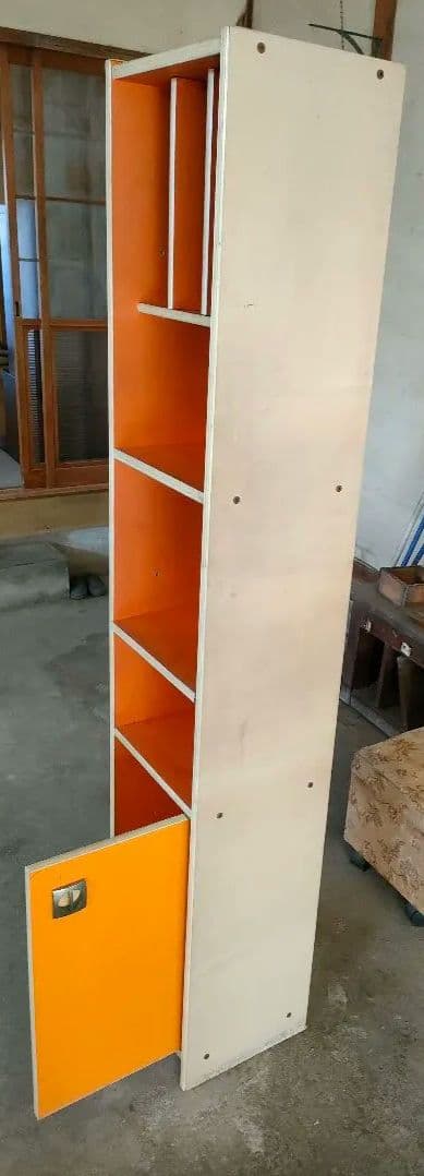 スリムラック レトロポップ　オレンジ　イエロー 昭和当時物　縦長シェルフ