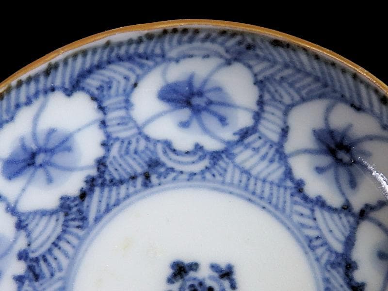 古伊万里　染付　撫子の図　豆皿　江戸期　E093AS-fbkv