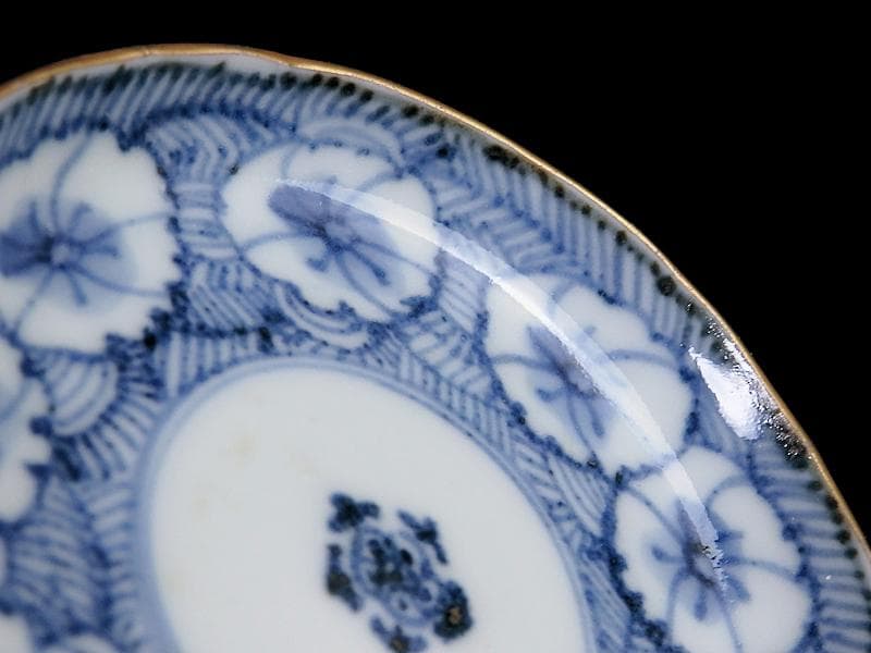 古伊万里　染付　撫子の図　豆皿　江戸期　E093AS-fbkv