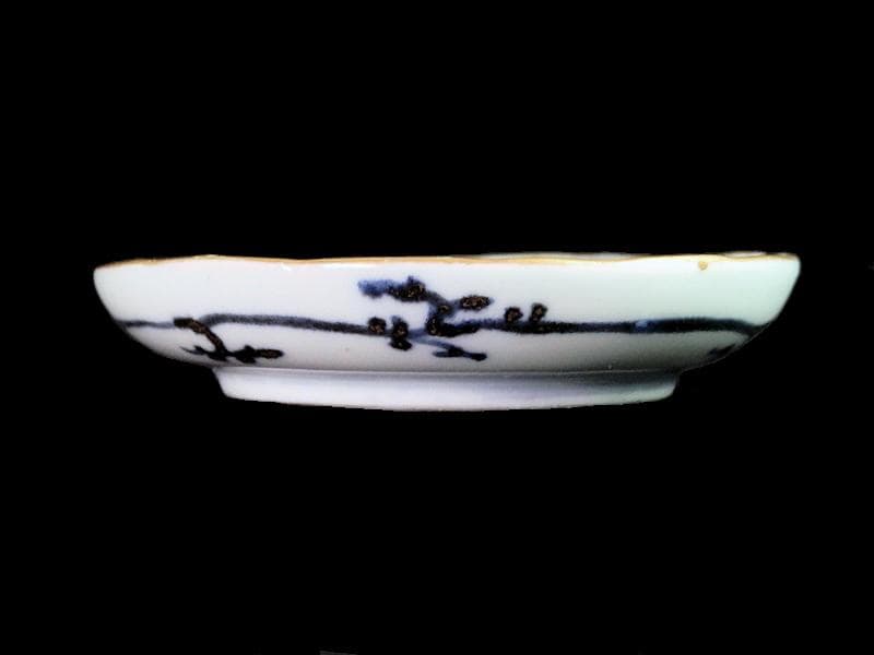 古伊万里　染付　撫子の図　豆皿　江戸期　E093AS-fbkv