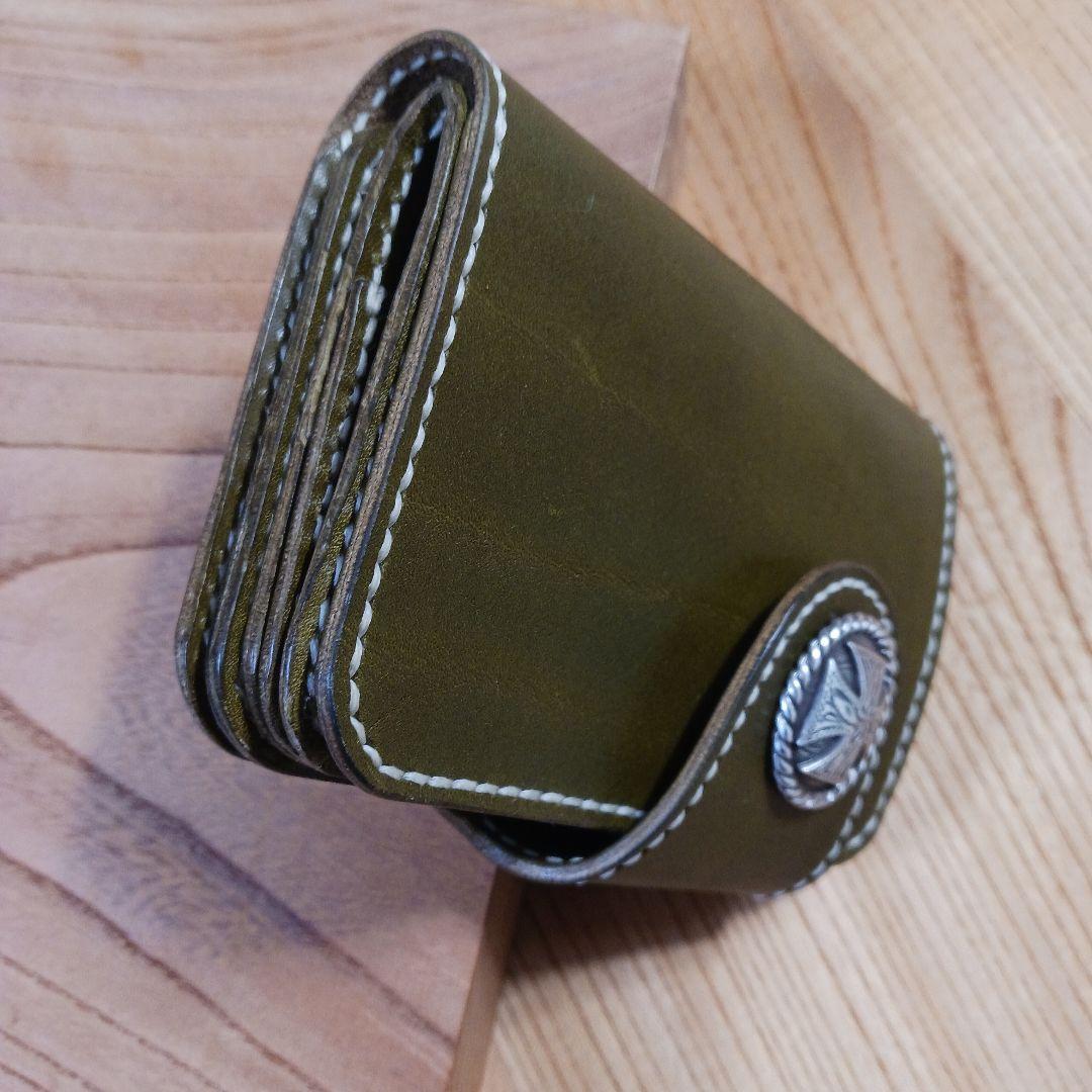 栃木レザーグリーン　ショートウォレット