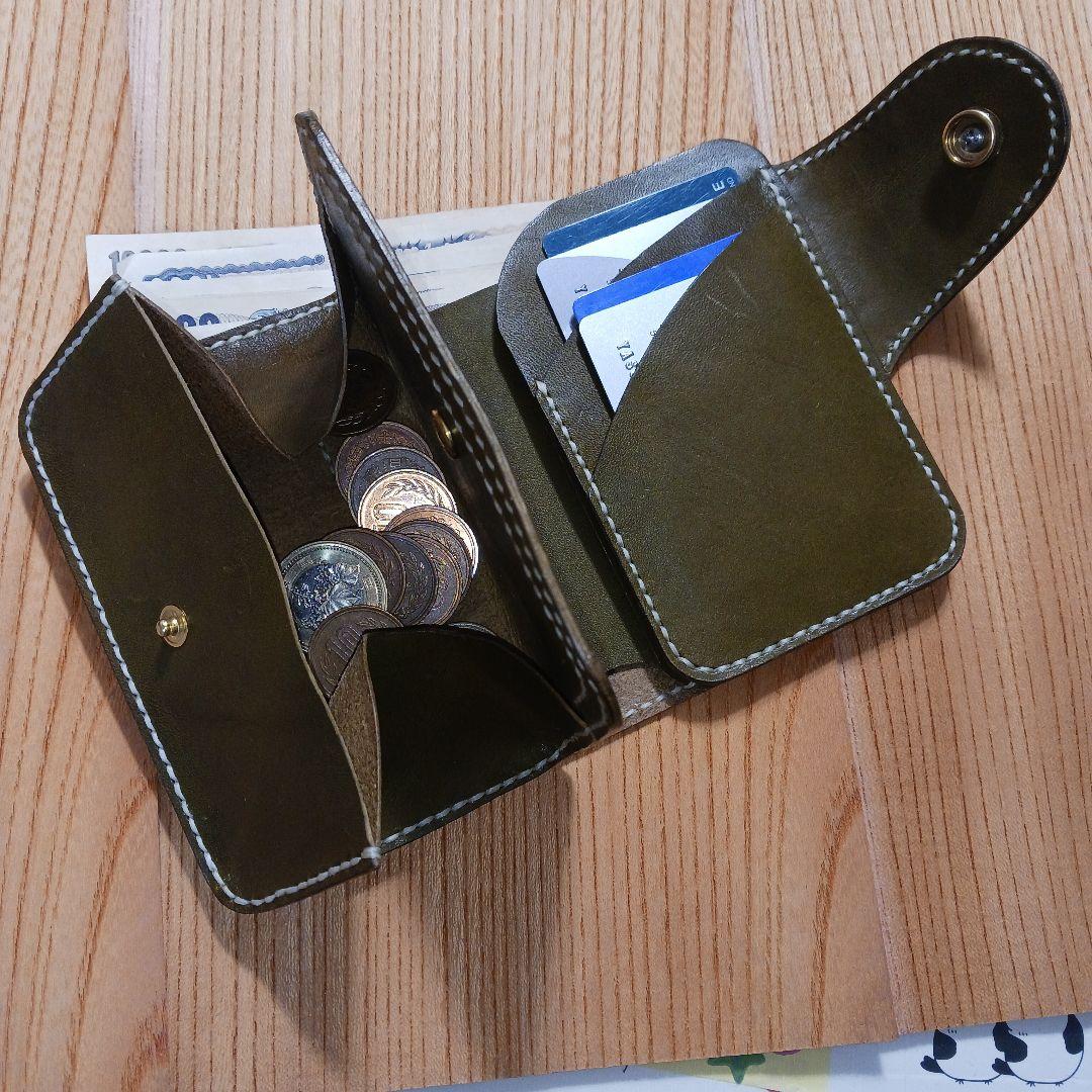 栃木レザーグリーン　ショートウォレット