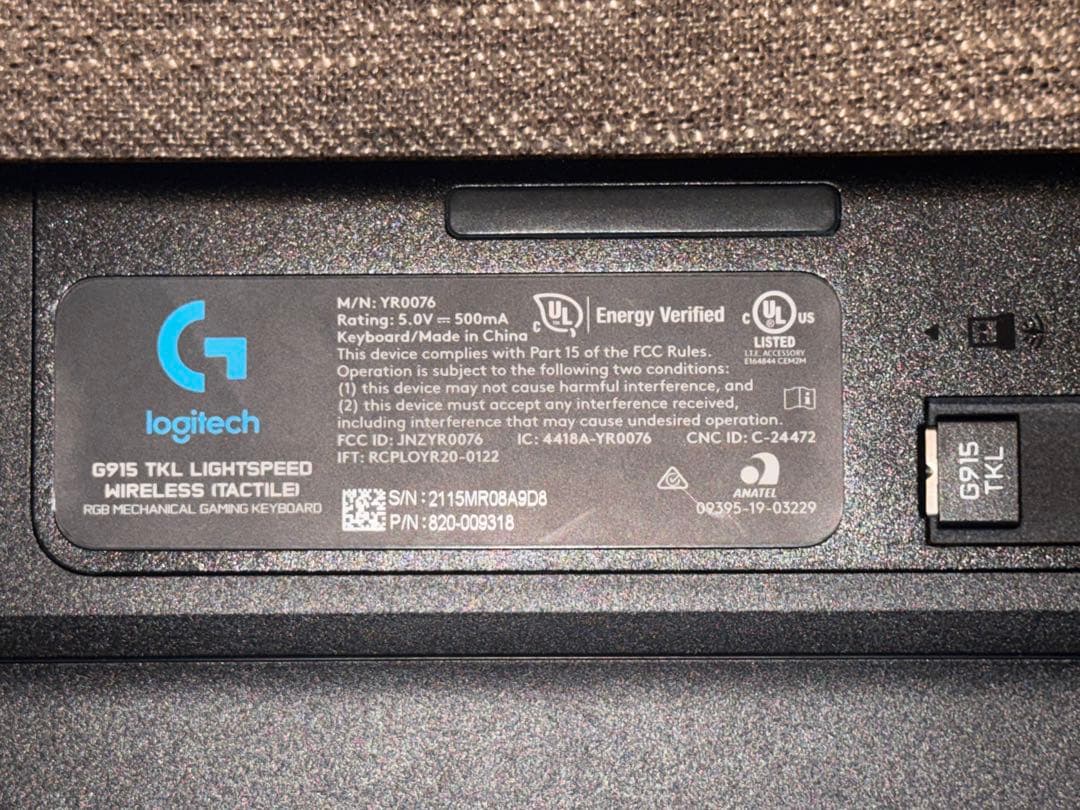 キーボード Logitech G915 TKL LIGHTSPEED (TACTILE)