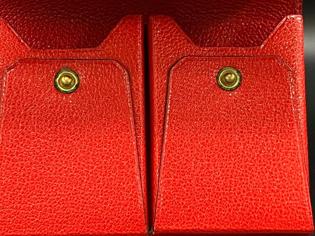 美品/エルメス ドッグプリント ミニ トランプ レザーケース レッド 未使用品