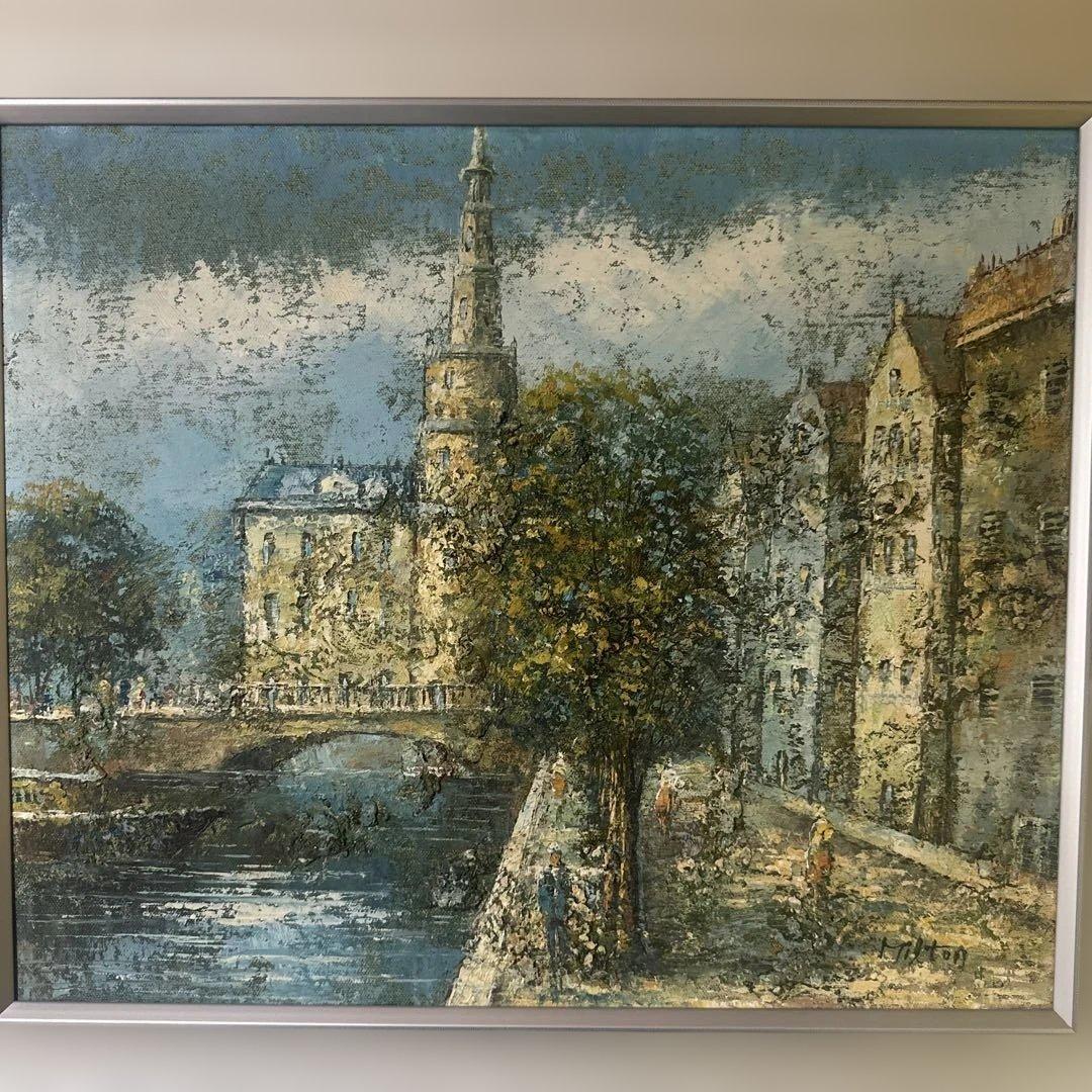 肉筆　油彩画 風景画 ヨーロッパ 絵画　アンティーク　インテリア　美術品　ア-ト