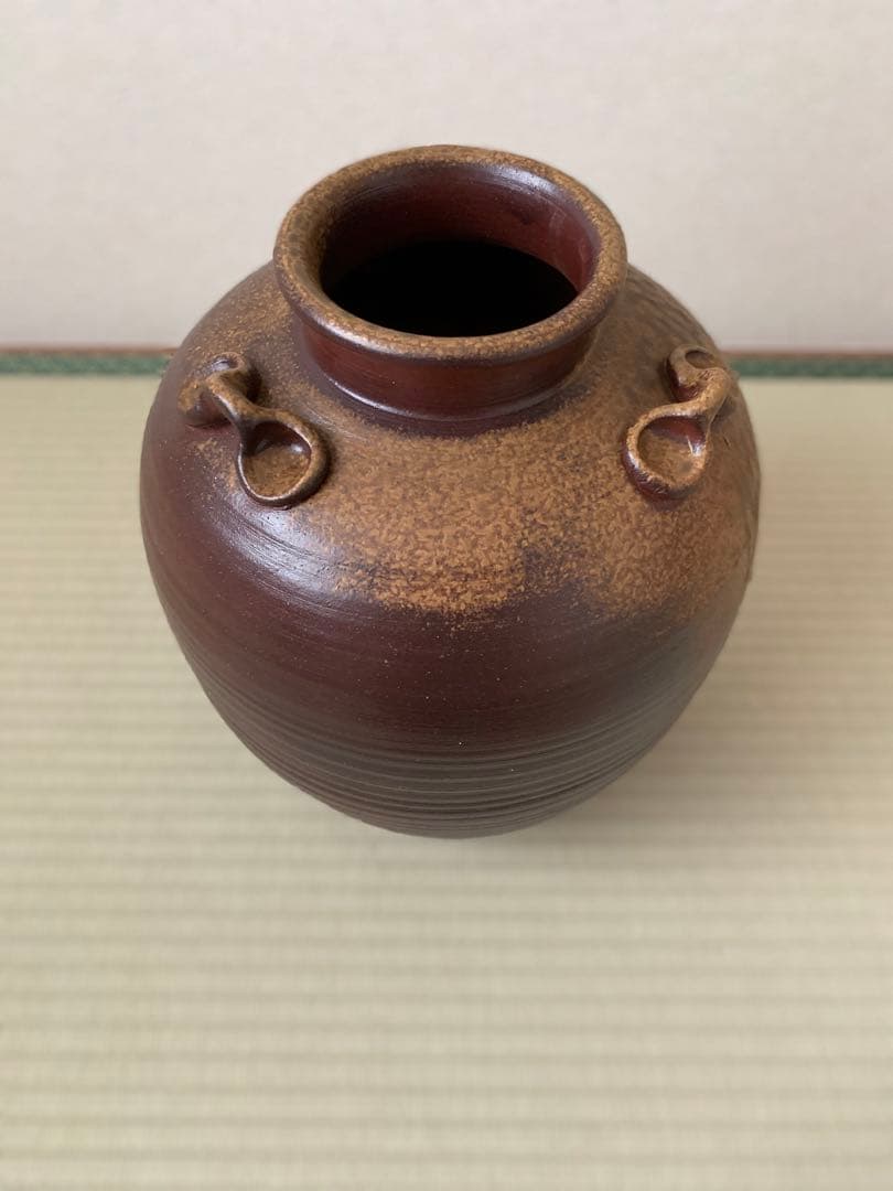 備前焼　花瓶　三つ耳壺
