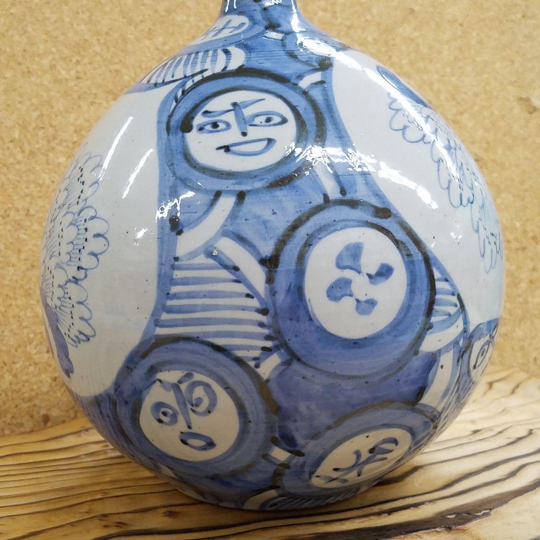 九谷焼　紅椿　花瓶　手描き　骨董