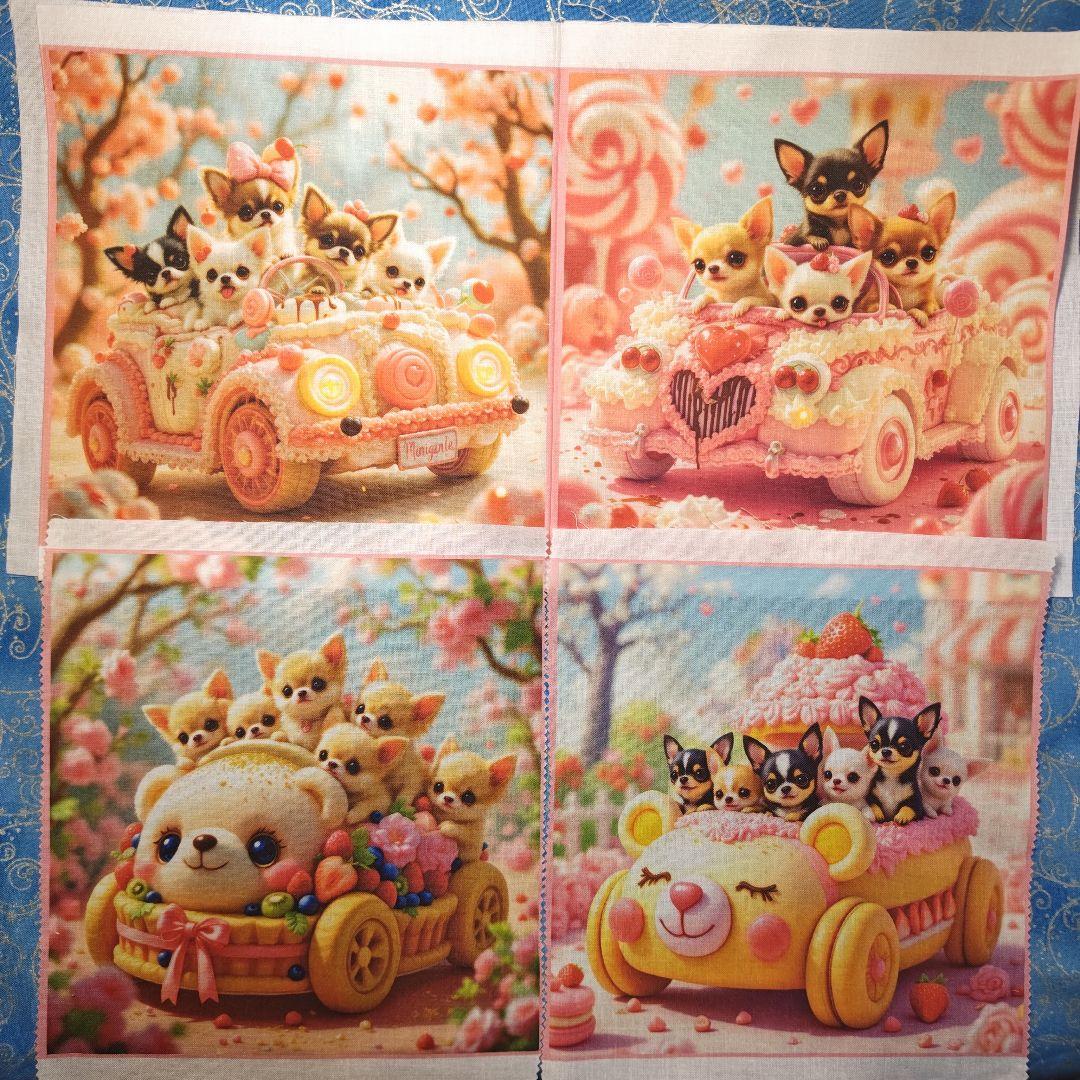 あしべ☆　ハンカチ6枚　パネル25枚　チワワ＆ダックス柄