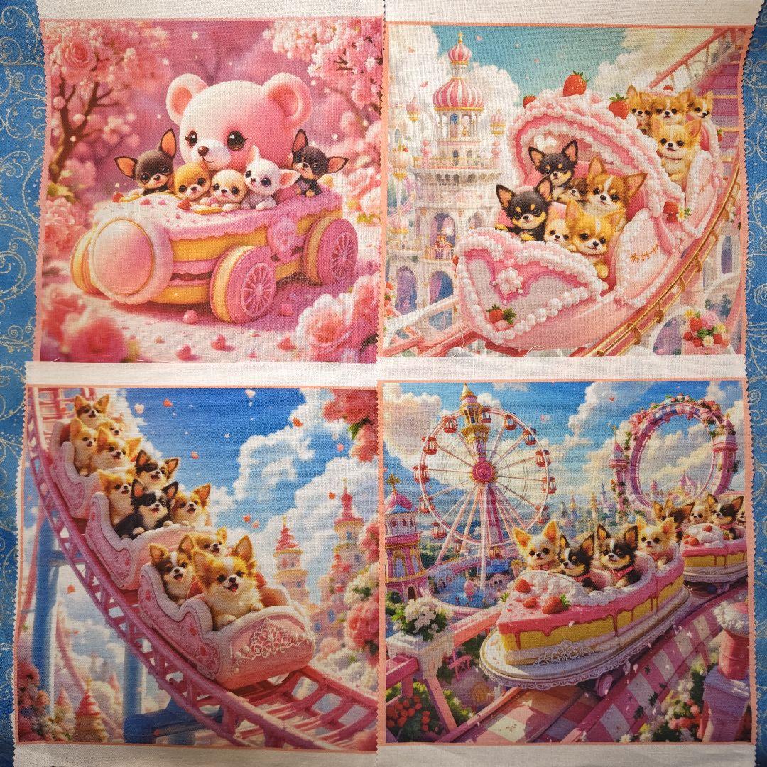 あしべ☆　ハンカチ6枚　パネル25枚　チワワ＆ダックス柄