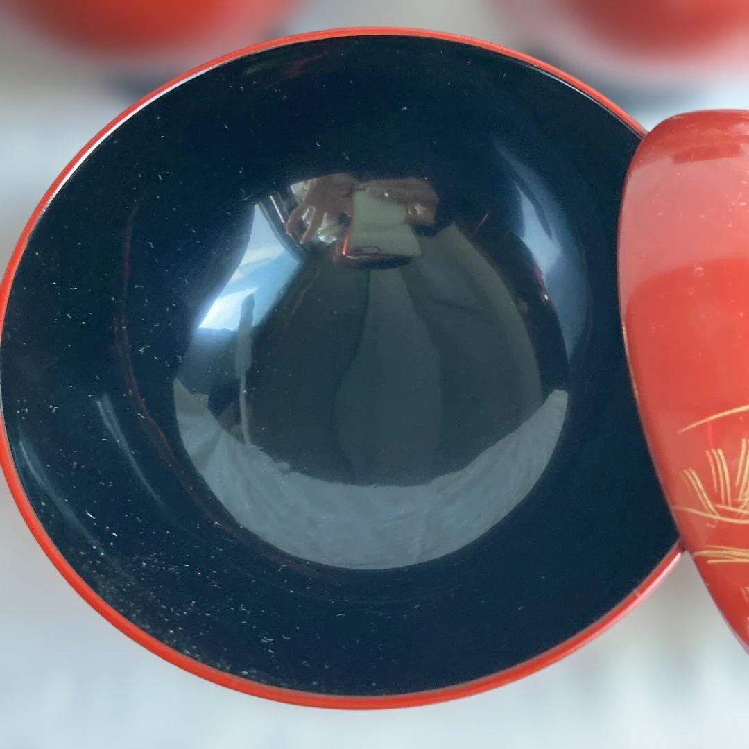 伝統工芸　会津塗り　高台　吸い物椀　5客セット