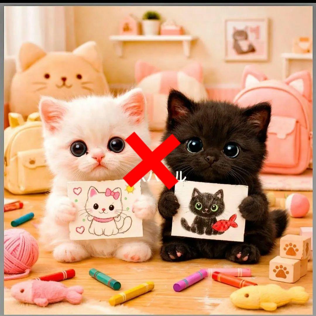 激レアお絵かきにゃんこパネル生地　ハンドメイド