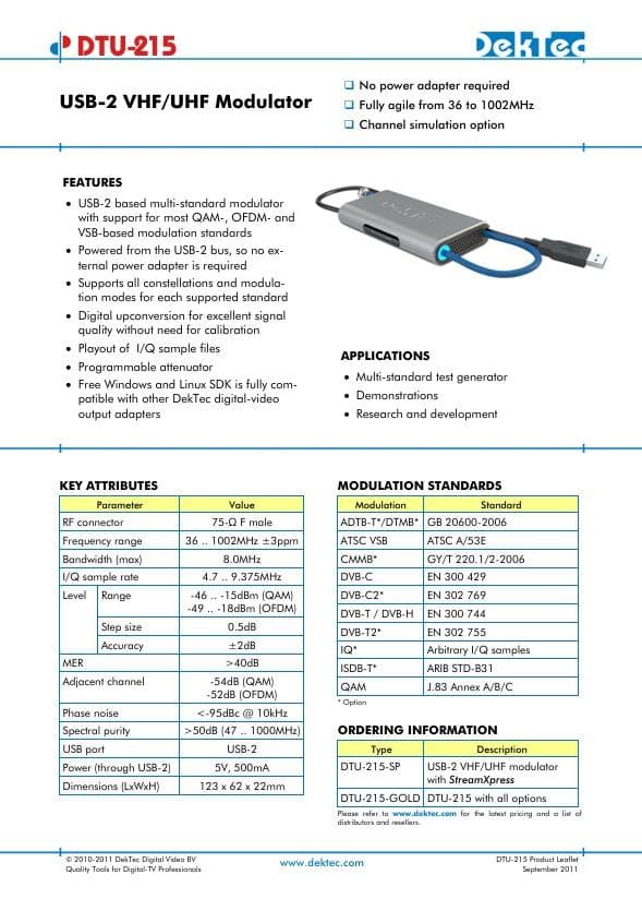 テレビ DTU-215 VHF/UHF modulator