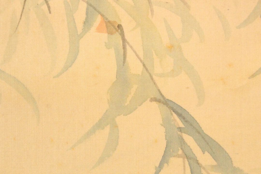 No4588 掛軸　在銘　華仙　鮎図　着色絹本　日本画　古画　古美術　送料無料