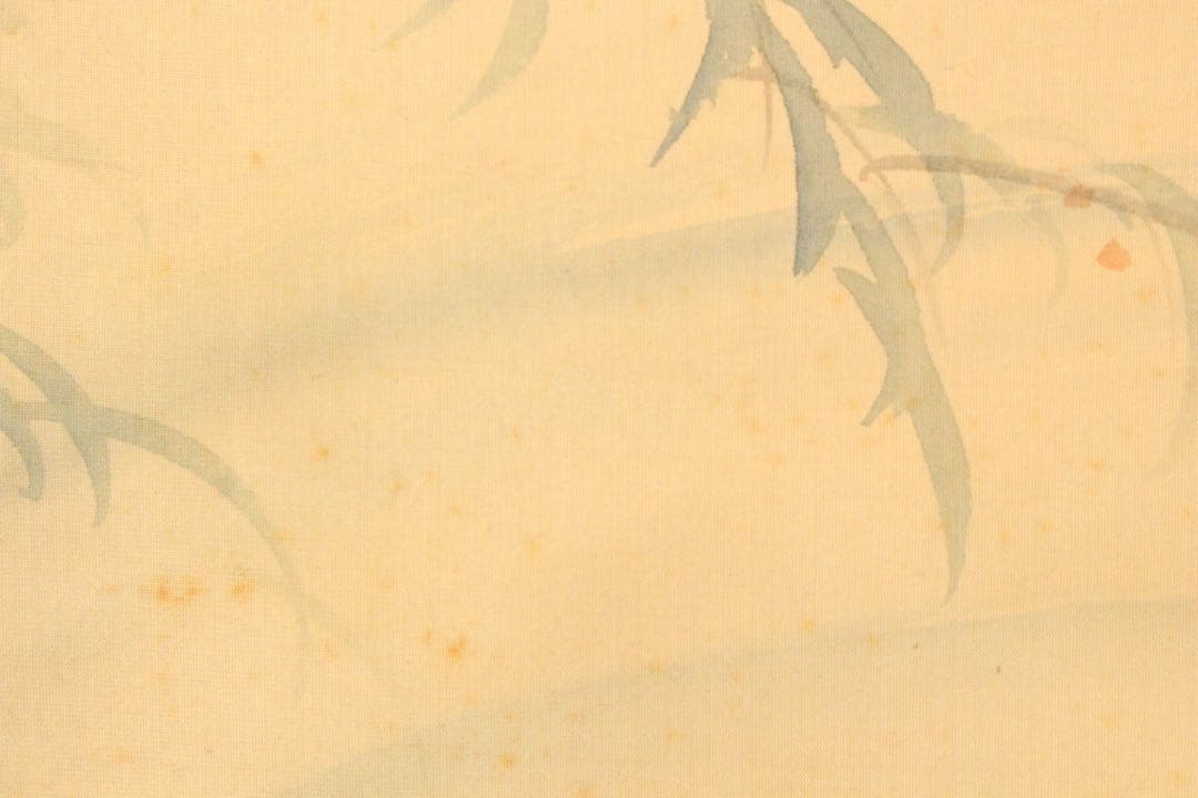 No4588 掛軸　在銘　華仙　鮎図　着色絹本　日本画　古画　古美術　送料無料