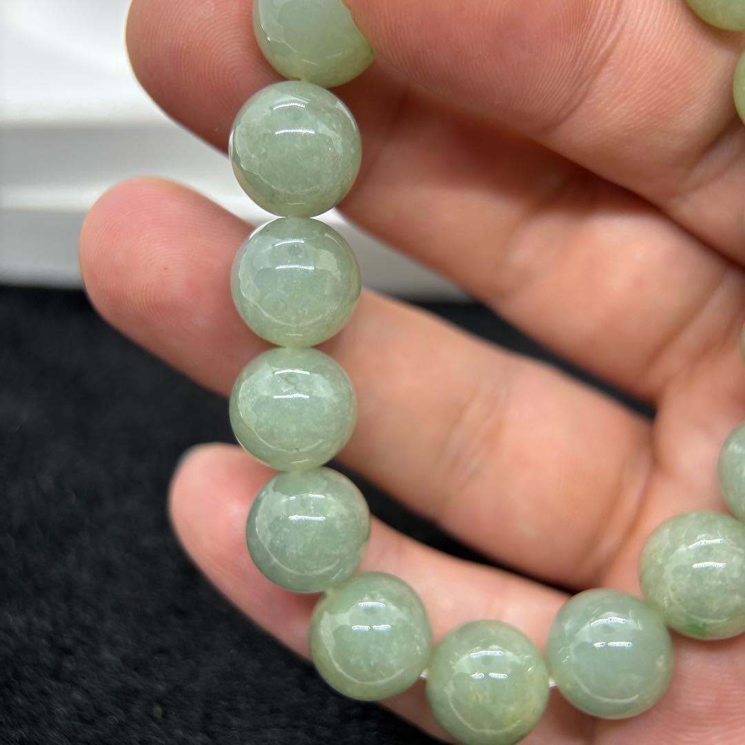 無処理無染色A貨天然石本翡翠　保証付　ミャンマー　本翡翠　手作り　緑色約12mm