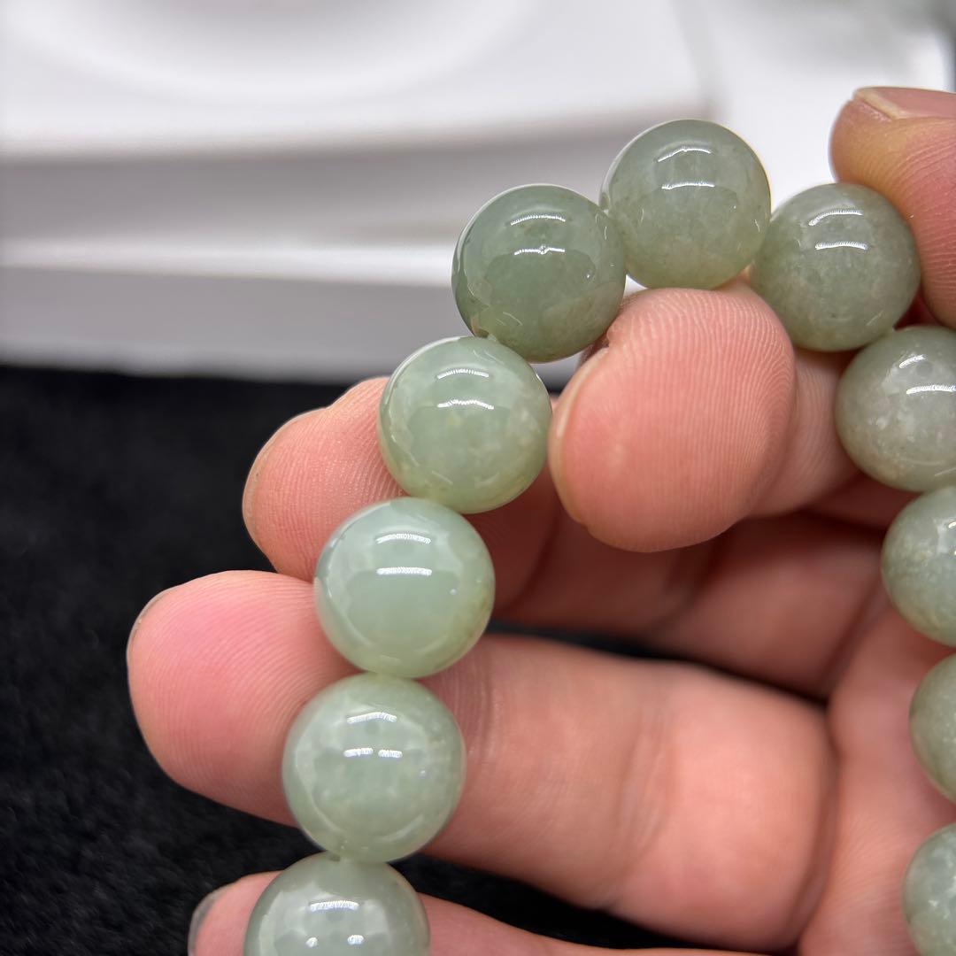 無処理無染色A貨天然石本翡翠　保証付　ミャンマー　本翡翠　手作り　緑色約12mm