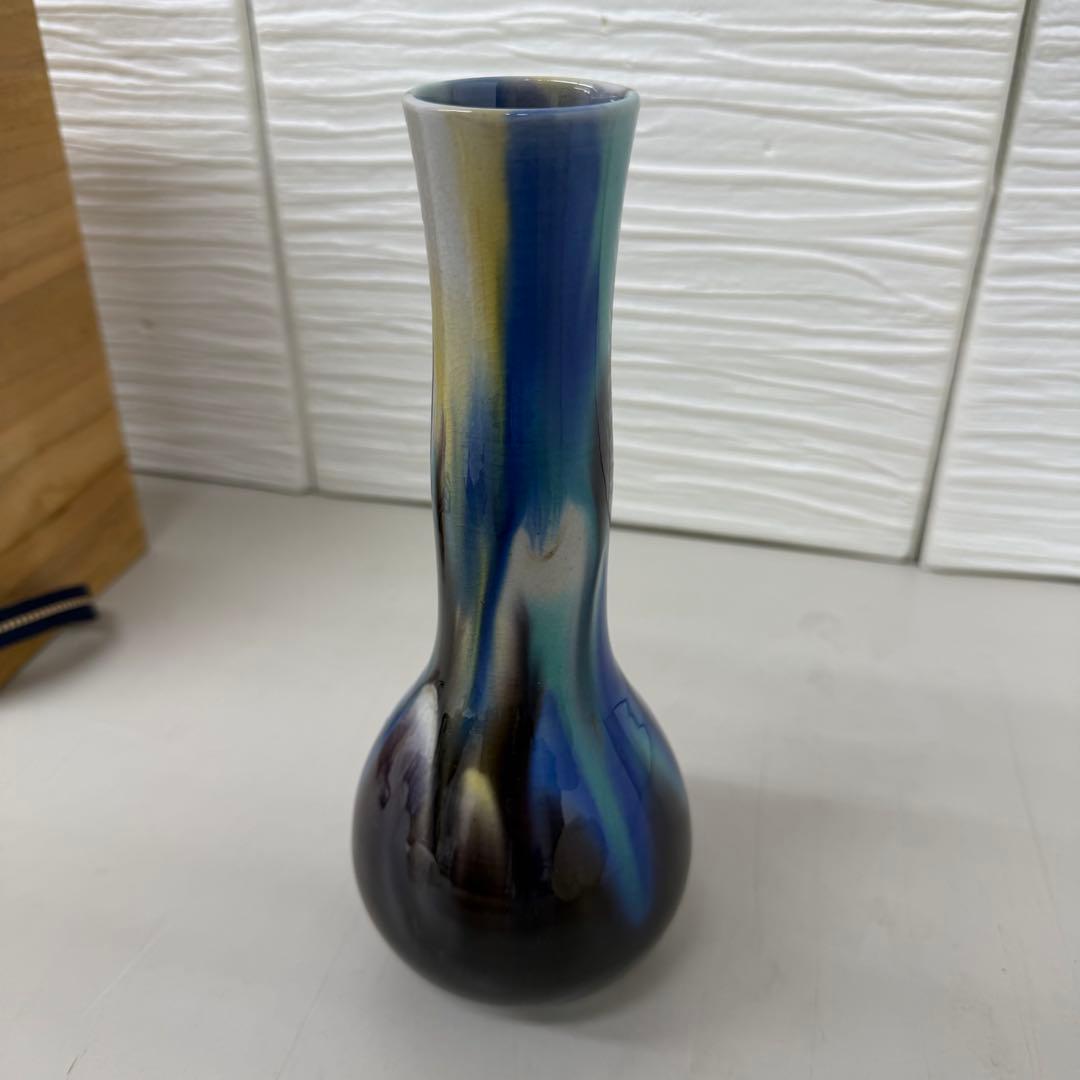 人間国宝　三代徳田八十吉（徳田正彦）　九谷焼　花瓶　壺