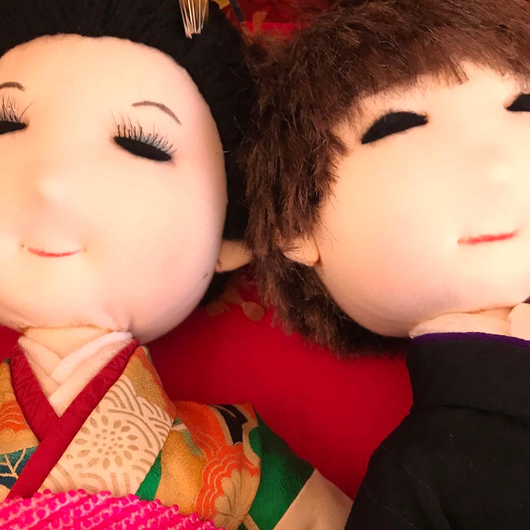 裸 も可　創作市松人形　布人形　米山京子風　男女ペア　ウエディング　雛人形