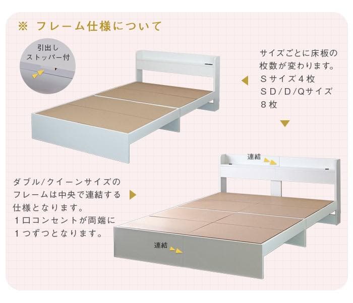 【ホワイト　シングル】シンプルでスタイリッシュなベッド＜フレームのみ＞