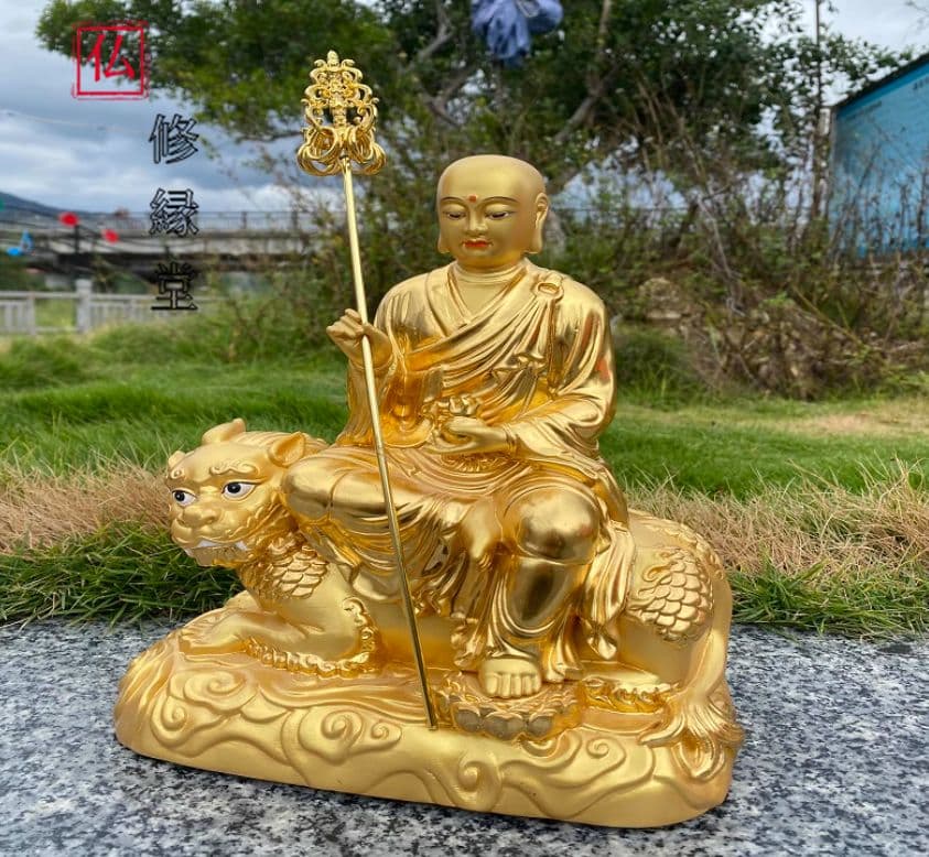【修縁堂】極上品　仏教工芸品 彩金 地蔵菩薩 木彫仏教　精密彫刻