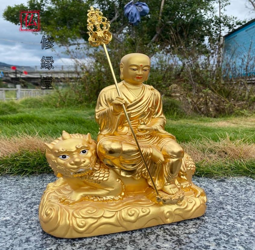 【修縁堂】極上品　仏教工芸品 彩金 地蔵菩薩 木彫仏教　精密彫刻