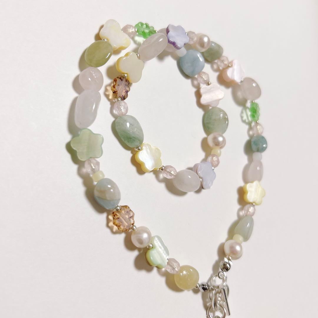 no.455／a'moureveビーズネックレス　ハンドメイド　韓国　古着