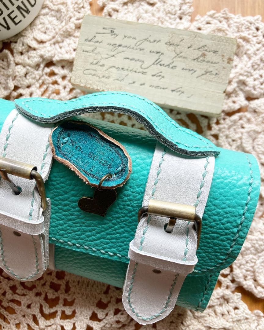 マイクロ5 M5 牛革　ティファニーブルー　システム手帳　トランク型　本革