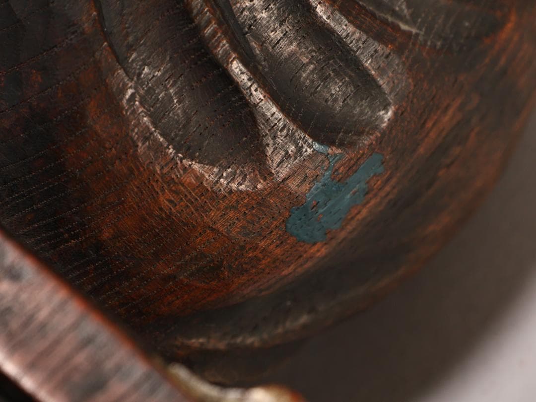 BK436　時代物　木彫　狸和尚 置物　高約26cm　昔話　分福茶釜