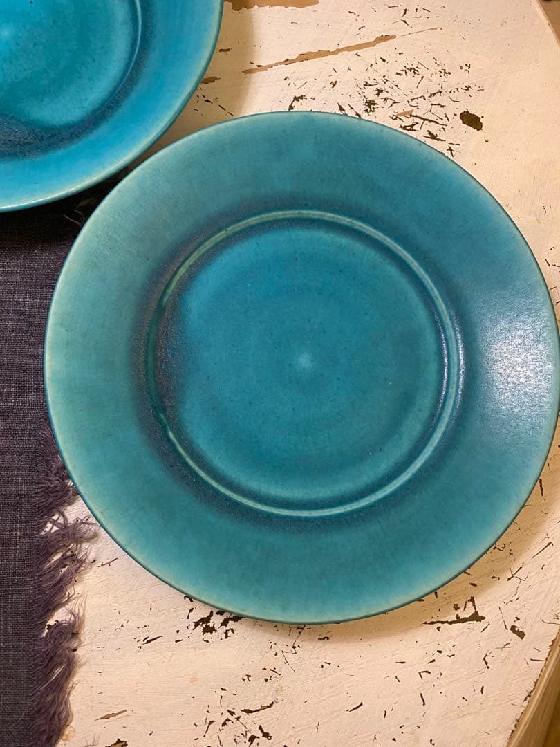 萩原将之　ターコイズ 陶器皿 2枚セット　22cm