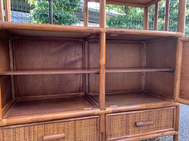 昭和レトロポップ｜ヴィンテージラタン｜オープンシェルフ｜キャビネット｜