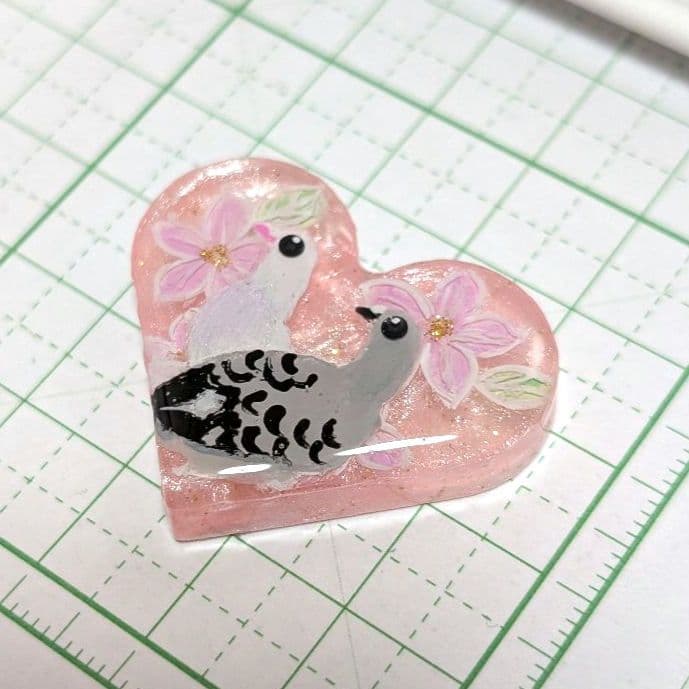 鳩　レジンヘアゴム　素敵な貴方　ハート形