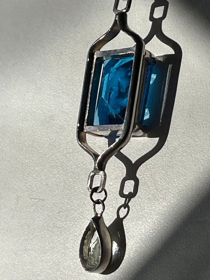 天然石大粒ブルートパーズ&天然石アクアマリンペンダント　アトリエ「之」