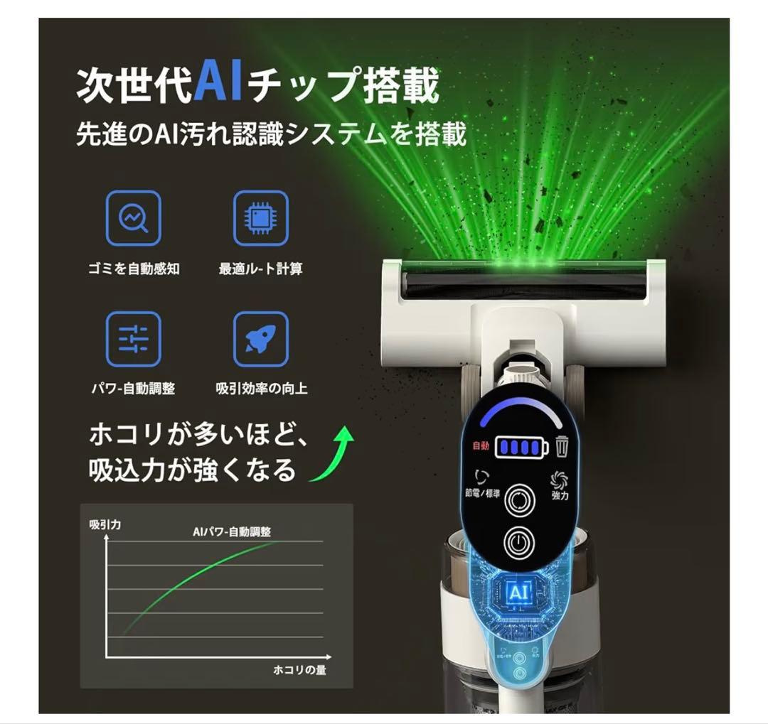 掃除機コードレス自立式スティッククリーナーコスパ最強掃除機！95KPa超強力吸引