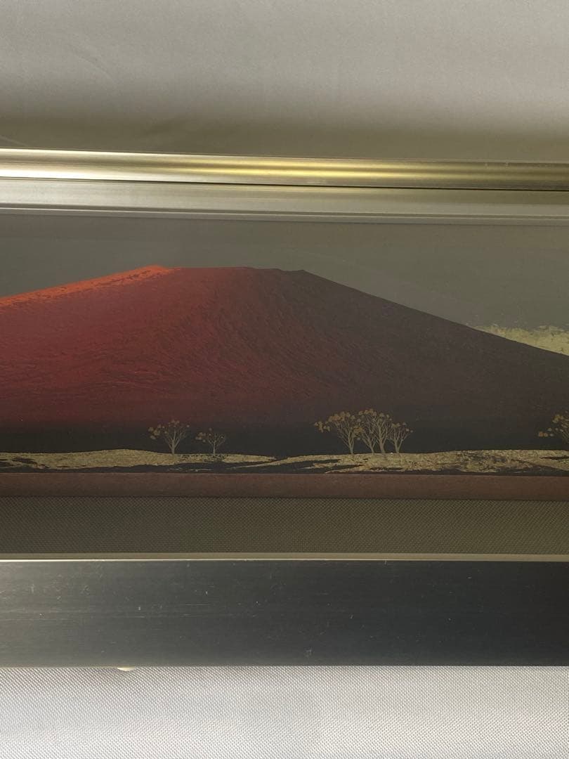 2289❣️ 下川立夏「朱映富嶽」赤富士 日本画 肉筆画　現代日本画家　入手困難