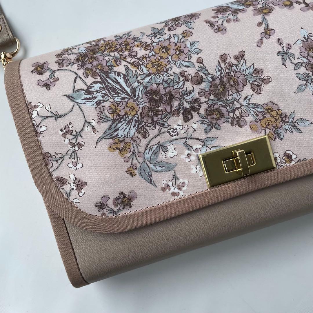 長財布兼用ショルダーバッグ　リバティセリーヌ　ウォールナッツ　ハンドメイド