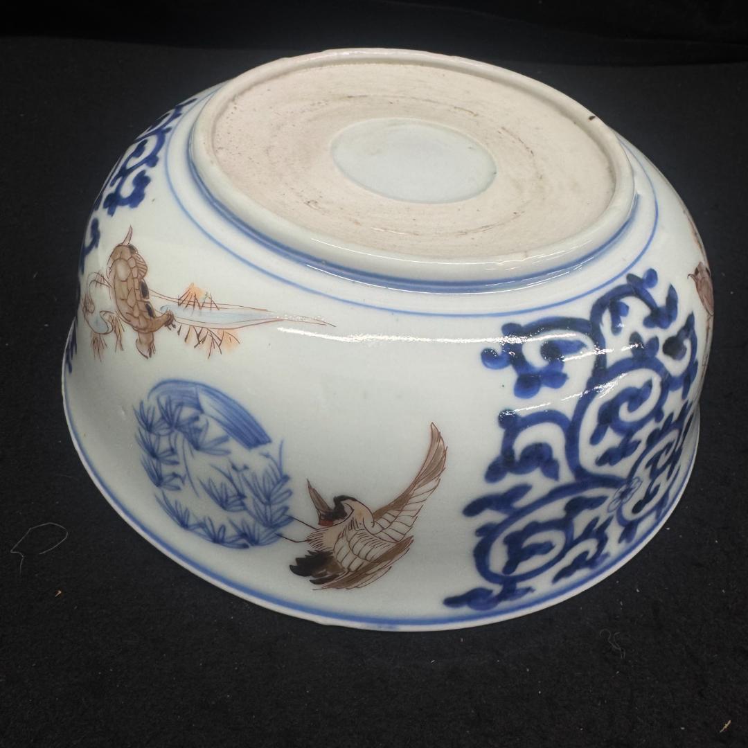古伊万里 色絵金彩 染錦 仙人 亀 鶴 赤絵 大皿 大鉢 深鉢 和食器