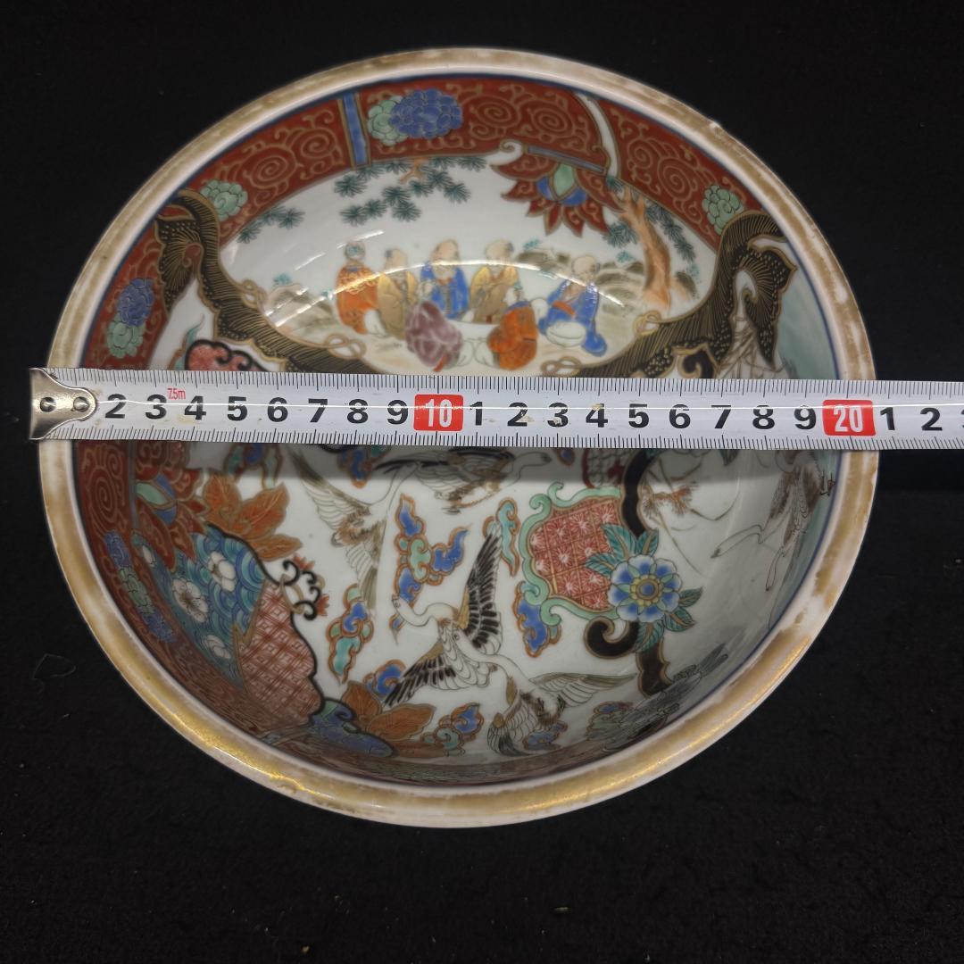 古伊万里 色絵金彩 染錦 仙人 亀 鶴 赤絵 大皿 大鉢 深鉢 和食器